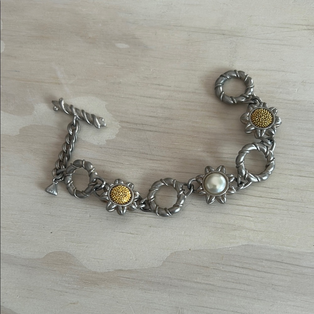 Sunflower Charm Bracelet in Silver and Gold
